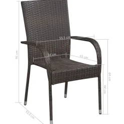 Maison Exclusive Tables Et Chaises De Jardin | - Chaises empilables d'extérieur lot de 2 résine tressée marron