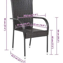 Maison Exclusive Tables Et Chaises De Jardin | - Chaises empilables d'extérieur lot de 2 résine tressée marron
