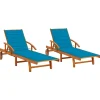 Maison Exclusive Bains De Soleil, Transats Et Hamacs | - Chaises longues lot de 2 avec coussins bois d'acacia solide