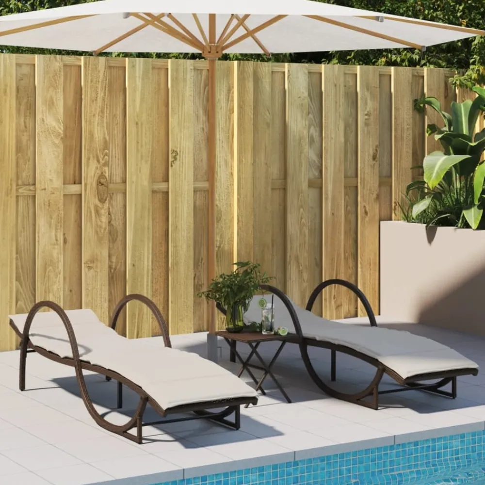 Maison Exclusive - Chaises longues lot de 2 avec coussins marron résine tressée Hot