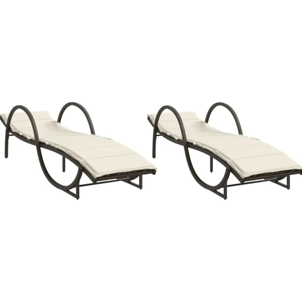 Maison Exclusive - Chaises longues lot de 2 avec coussins marron résine tressée Hot