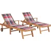 Maison Exclusive - Chaises longues lot de 2 et coussin carreaux rouge teck solide Clearance