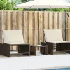Maison Exclusive - Chaises longues 2 pièces avec table en résine tressée marron New