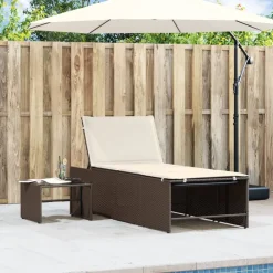 Maison Exclusive - Chaises longues 2 pièces avec table en résine tressée marron New