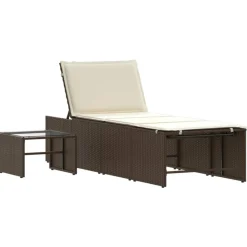 Maison Exclusive - Chaises longues 2 pièces avec table en résine tressée marron New