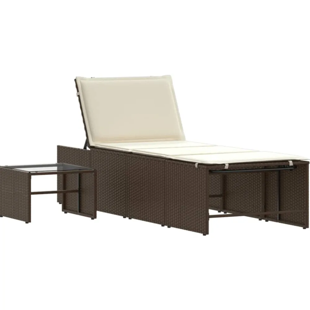 Maison Exclusive - Chaises longues 2 pièces avec table en résine tressée marron New