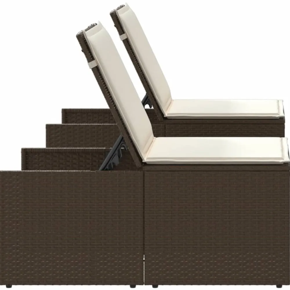 Maison Exclusive - Chaises longues 2 pièces avec table en résine tressée marron New