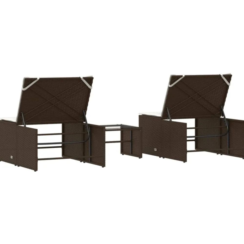 Maison Exclusive - Chaises longues 2 pièces avec table en résine tressée marron New