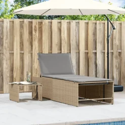 Maison Exclusive - Chaises longues 2 pièces avec table en résine tressée beige New