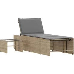 Maison Exclusive - Chaises longues 2 pièces avec table en résine tressée beige New