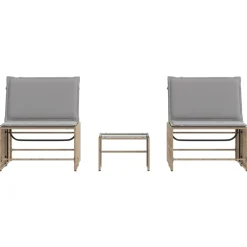 Maison Exclusive - Chaises longues 2 pièces avec table en résine tressée beige New