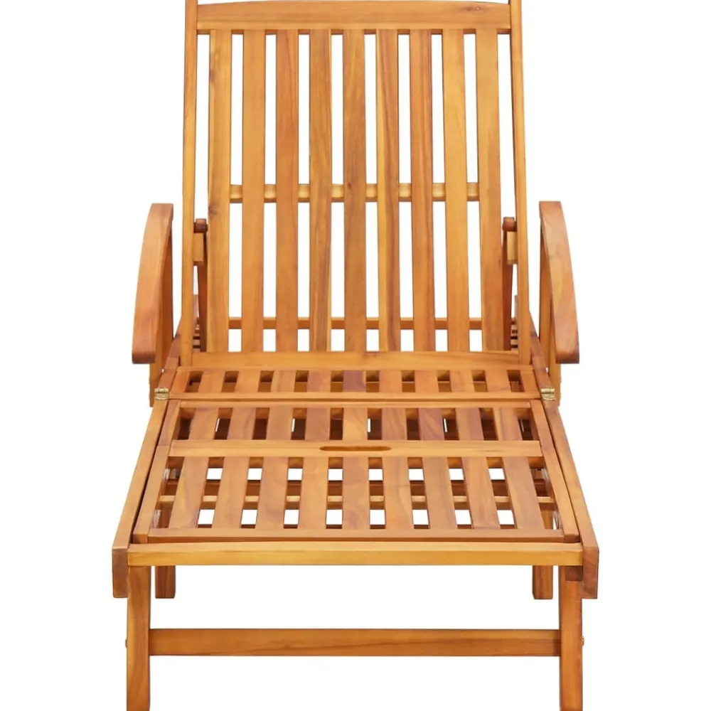 Maison Exclusive - Chaises longues lot de 2 avec table et coussins acacia solide Discount