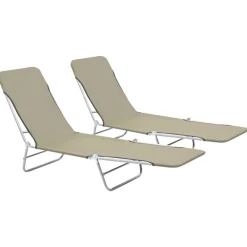 Maison Exclusive - Chaises longues pliables lot de 2 acier et tissu taupe Clearance