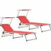 Maison Exclusive - Chaises longues pliables et toit lot de 2 aluminium textilène
