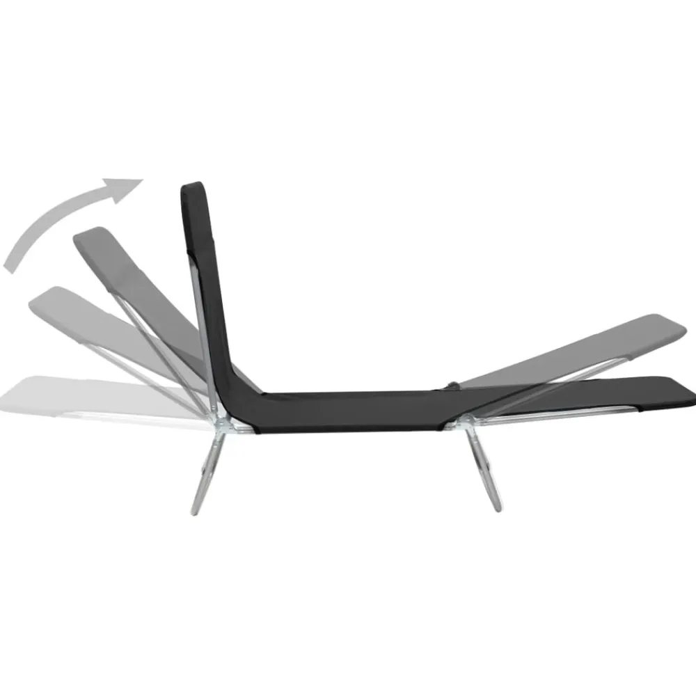 Maison Exclusive Bains De Soleil, Transats Et Hamacs | - Chaises longues pliables lot de 2 acier et tissu noir