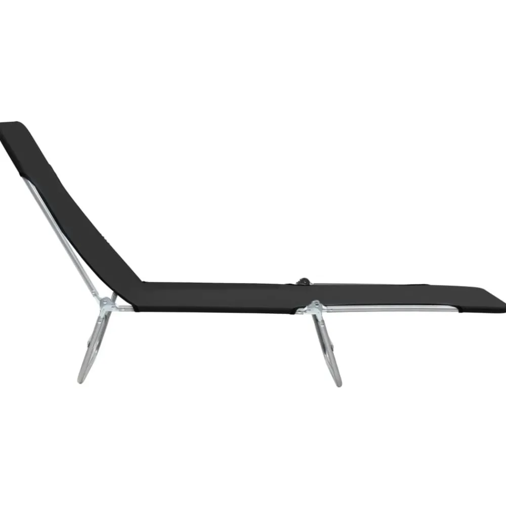 Maison Exclusive Bains De Soleil, Transats Et Hamacs | - Chaises longues pliables lot de 2 acier et tissu noir