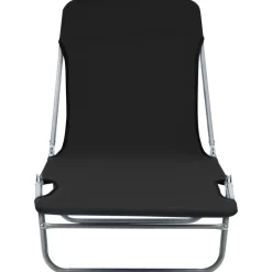 Maison Exclusive Bains De Soleil, Transats Et Hamacs | - Chaises longues pliables lot de 2 acier et tissu noir
