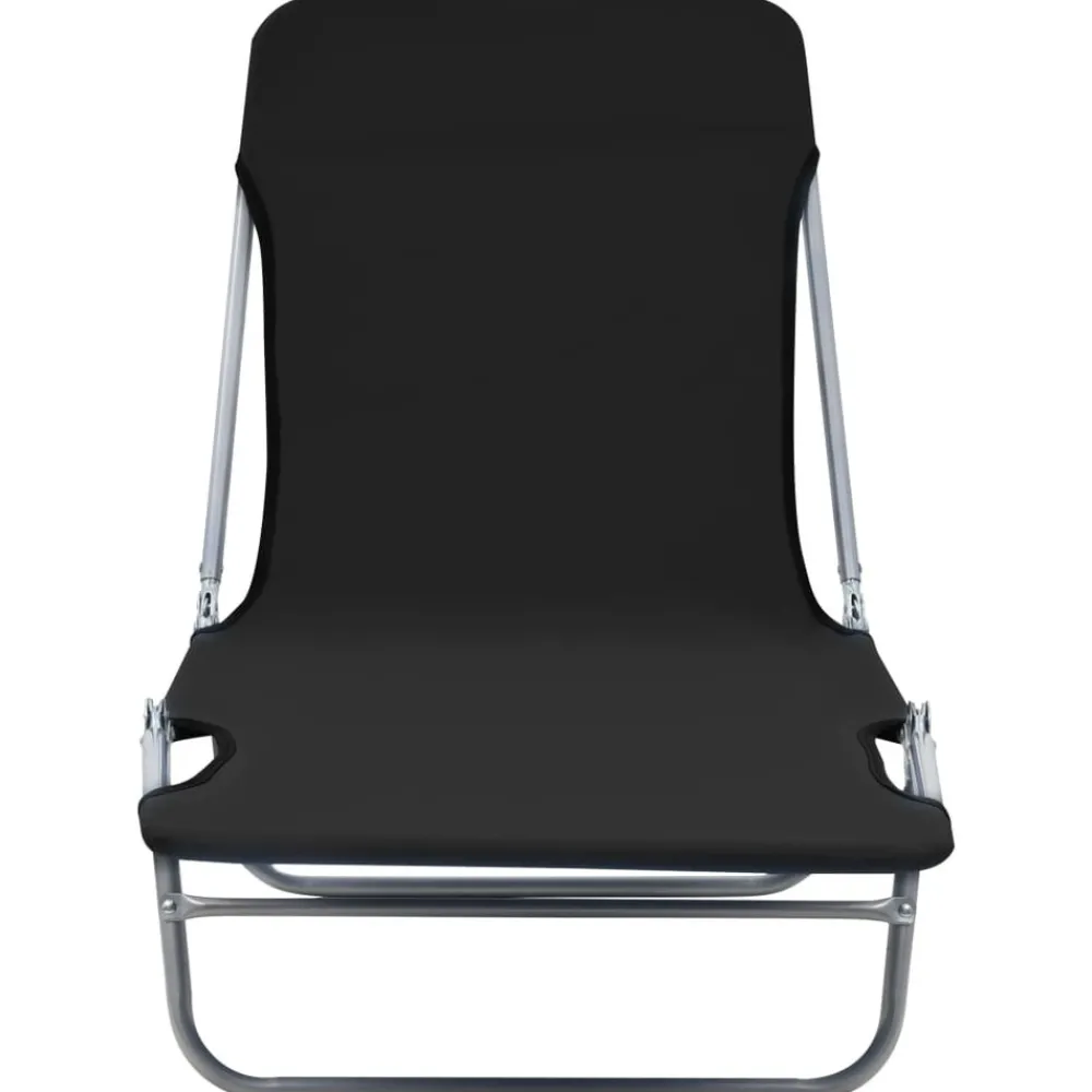 Maison Exclusive Bains De Soleil, Transats Et Hamacs | - Chaises longues pliables lot de 2 acier et tissu noir