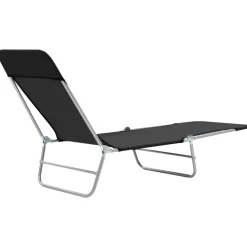 Maison Exclusive Bains De Soleil, Transats Et Hamacs | - Chaises longues pliables lot de 2 acier et tissu noir