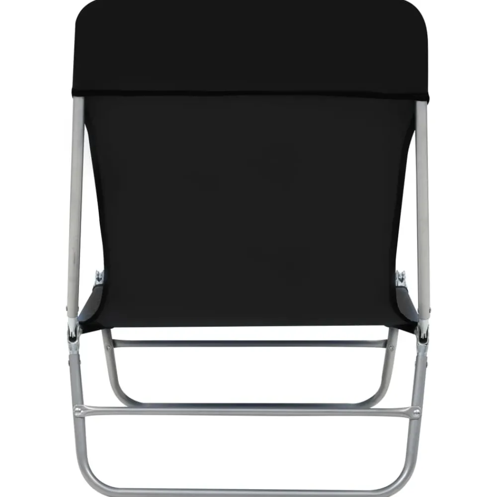 Maison Exclusive Bains De Soleil, Transats Et Hamacs | - Chaises longues pliables lot de 2 acier et tissu noir
