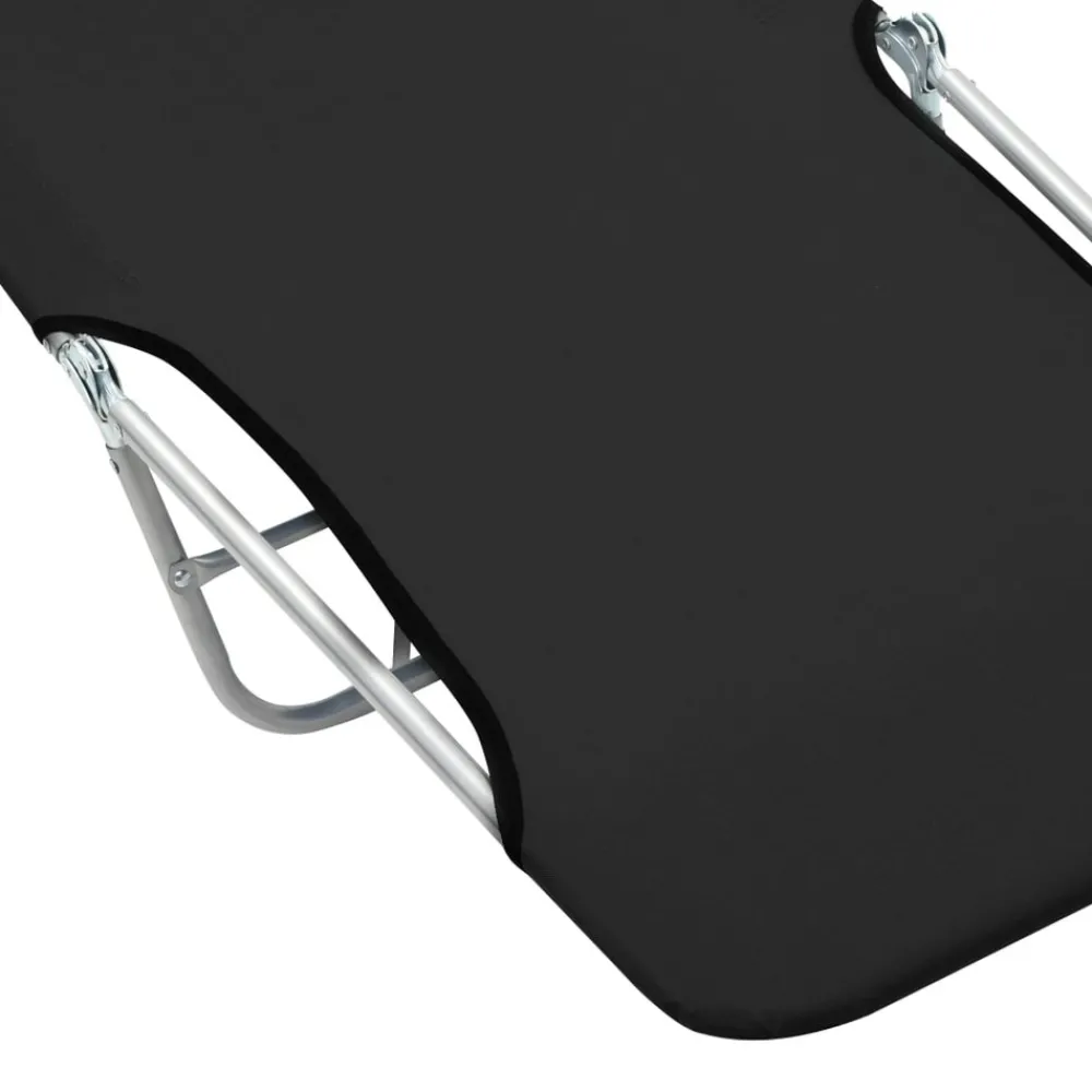 Maison Exclusive Bains De Soleil, Transats Et Hamacs | - Chaises longues pliables lot de 2 acier et tissu noir