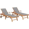 Maison Exclusive - Chaises longues lot de 2 avec coussin gris bois de teck solide Online