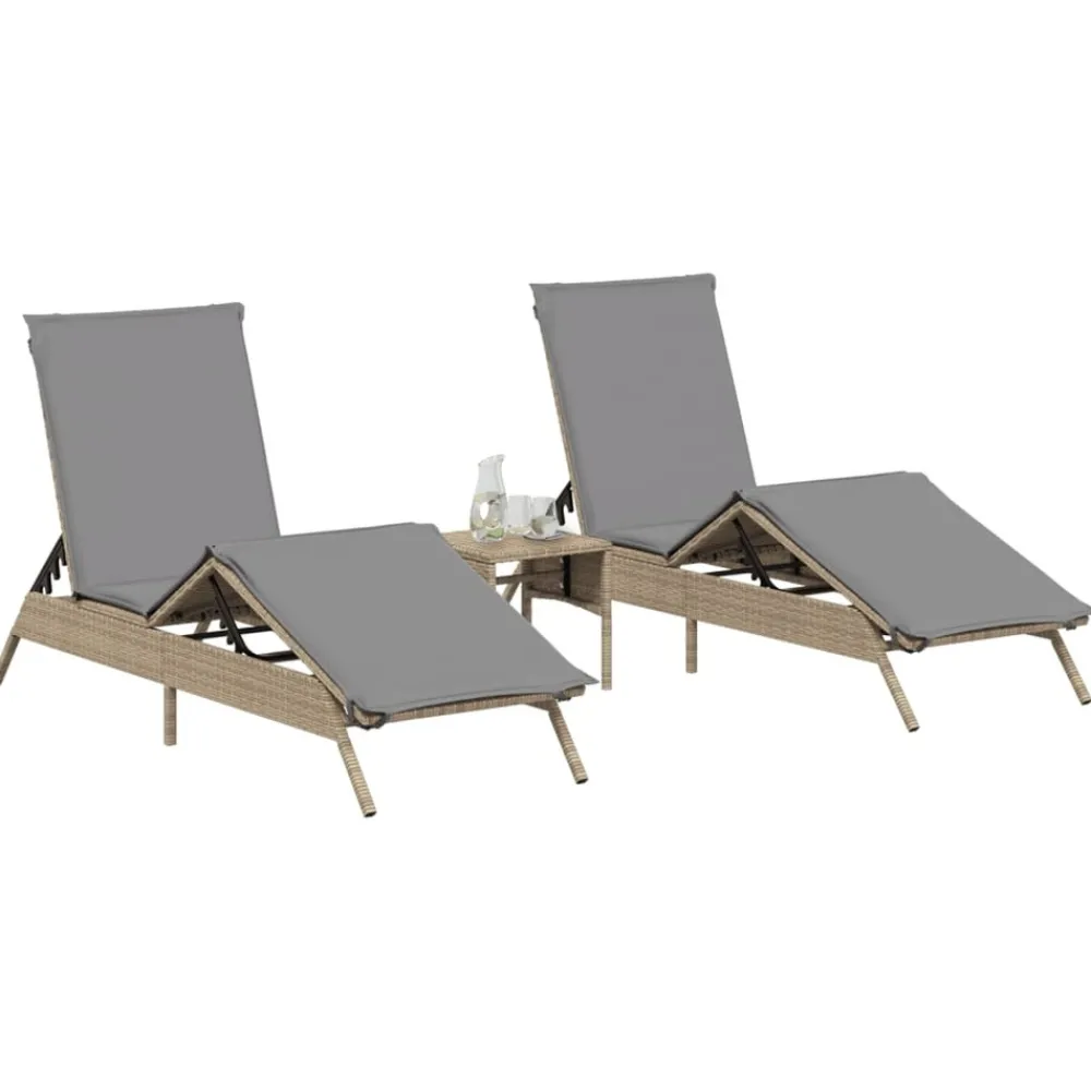 Maison Exclusive - Chaises longues lot de 2 avec table beige résine tressée Discount