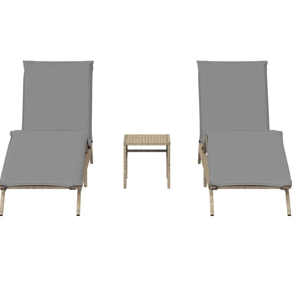 Maison Exclusive - Chaises longues lot de 2 avec table beige résine tressée Discount