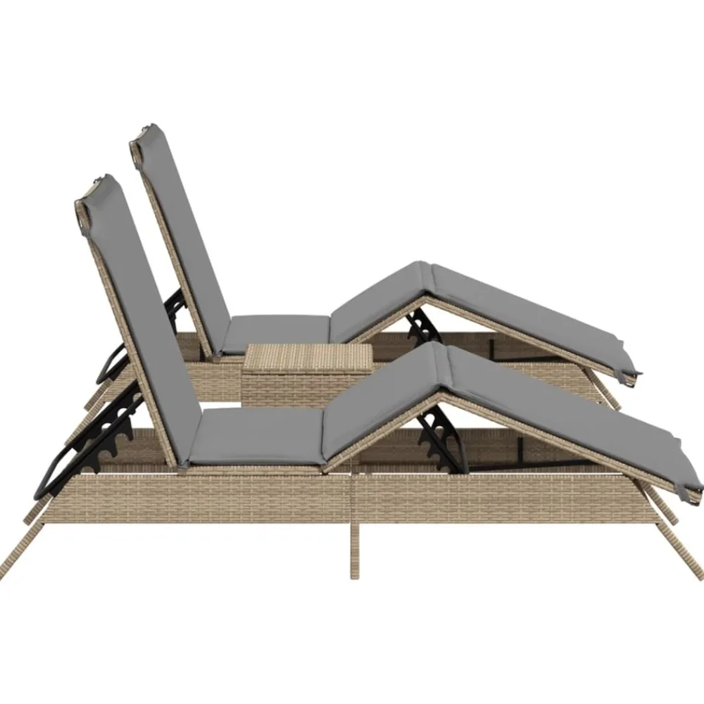Maison Exclusive - Chaises longues lot de 2 avec table beige résine tressée Discount