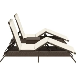 Maison Exclusive - Chaises longues lot de 2 avec table marron résine tressée Sale