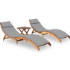 Maison Exclusive - Chaises longues lot de 2 avec table et coussins acacia solide Discount
