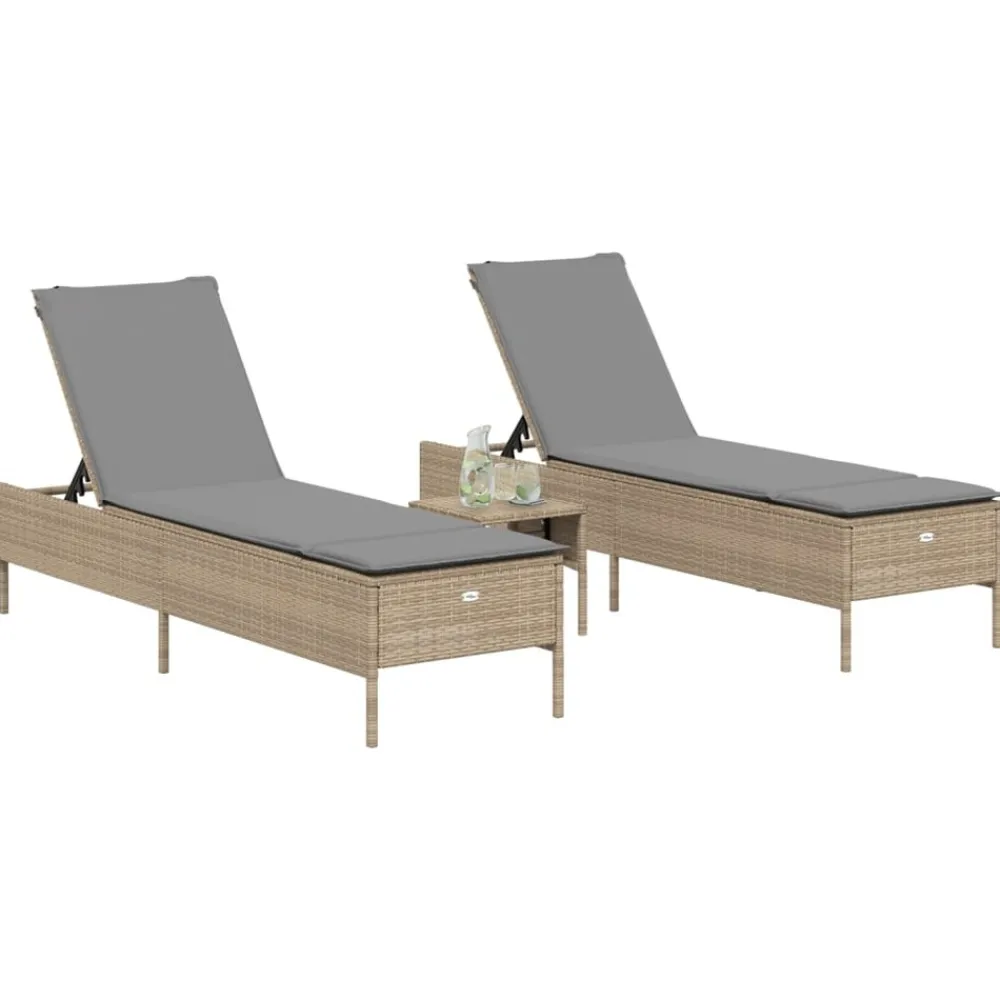 Maison Exclusive Bains De Soleil, Transats Et Hamacs | - Chaises longues avec coussins lot de 2 beige résine tressée