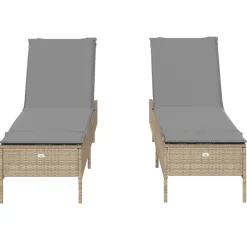 Maison Exclusive Bains De Soleil, Transats Et Hamacs | - Chaises longues avec coussins lot de 2 beige résine tressée