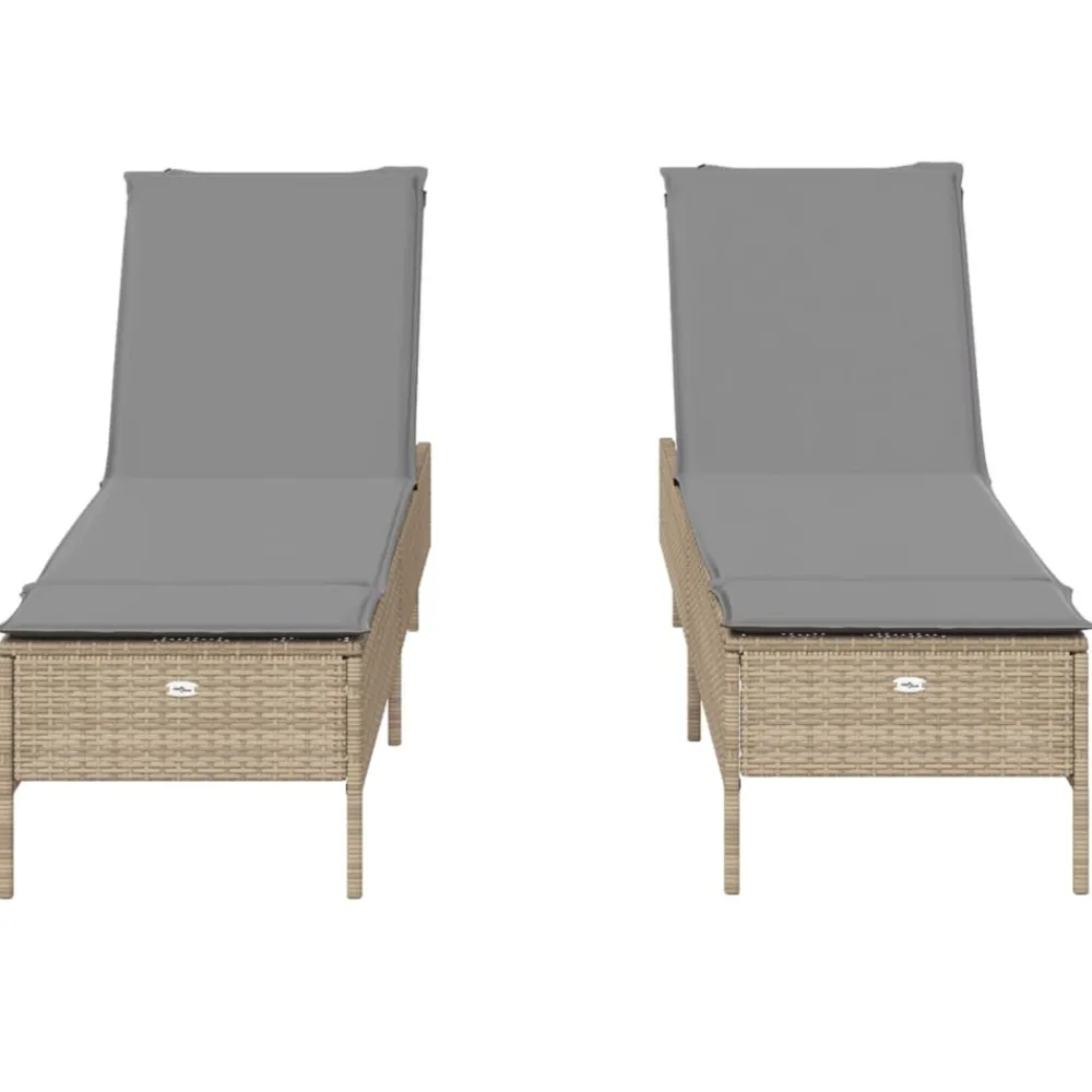 Maison Exclusive Bains De Soleil, Transats Et Hamacs | - Chaises longues avec coussins lot de 2 beige résine tressée