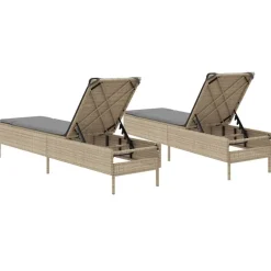 Maison Exclusive Bains De Soleil, Transats Et Hamacs | - Chaises longues avec coussins lot de 2 beige résine tressée
