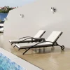 Maison Exclusive - Chaises longues avec table résine tressée noir