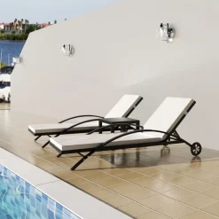 Maison Exclusive - Chaises longues avec table résine tressée noir
