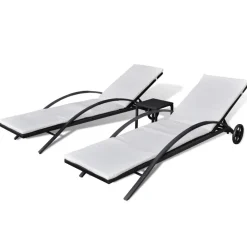 Maison Exclusive - Chaises longues avec table résine tressée noir