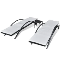 Maison Exclusive - Chaises longues avec table résine tressée noir