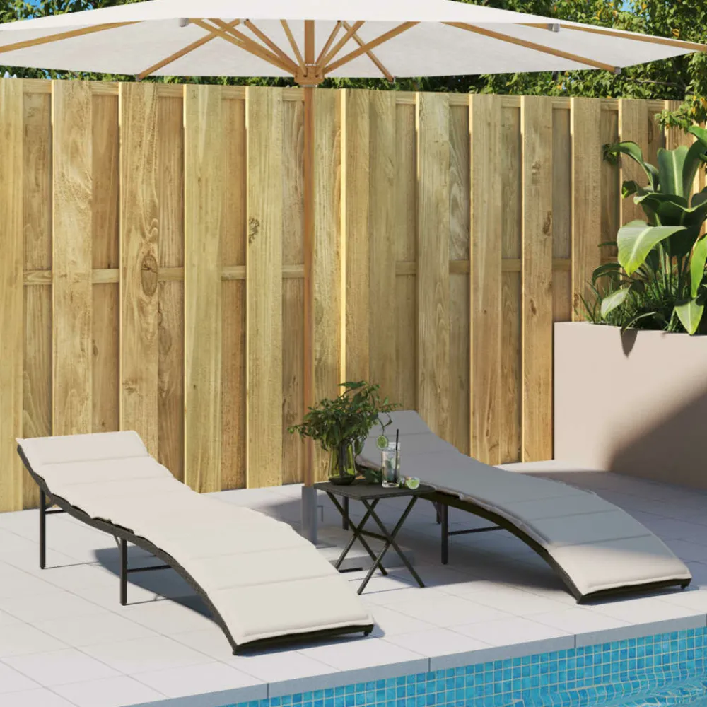 Maison Exclusive - Chaises longues lot de 2 avec coussins noir résine tressée Best