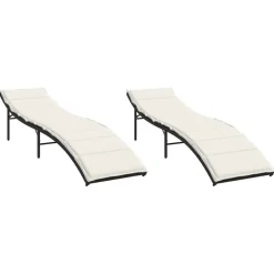 Maison Exclusive - Chaises longues lot de 2 avec coussins noir résine tressée Best