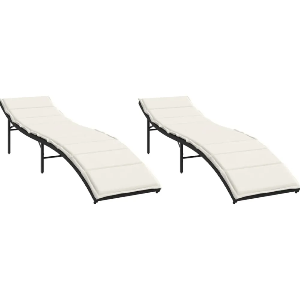 Maison Exclusive - Chaises longues lot de 2 avec coussins noir résine tressée Best