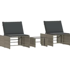 Maison Exclusive - Chaises longues 2 pièces avec table en résine tressée grise Online