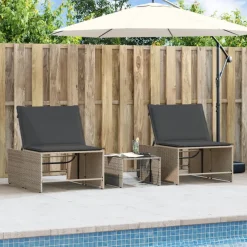 Maison Exclusive - Chaises longues 2 pièces avec table en résine tressée grise Online