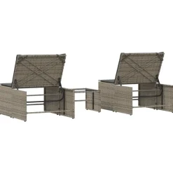 Maison Exclusive - Chaises longues 2 pièces avec table en résine tressée grise Online
