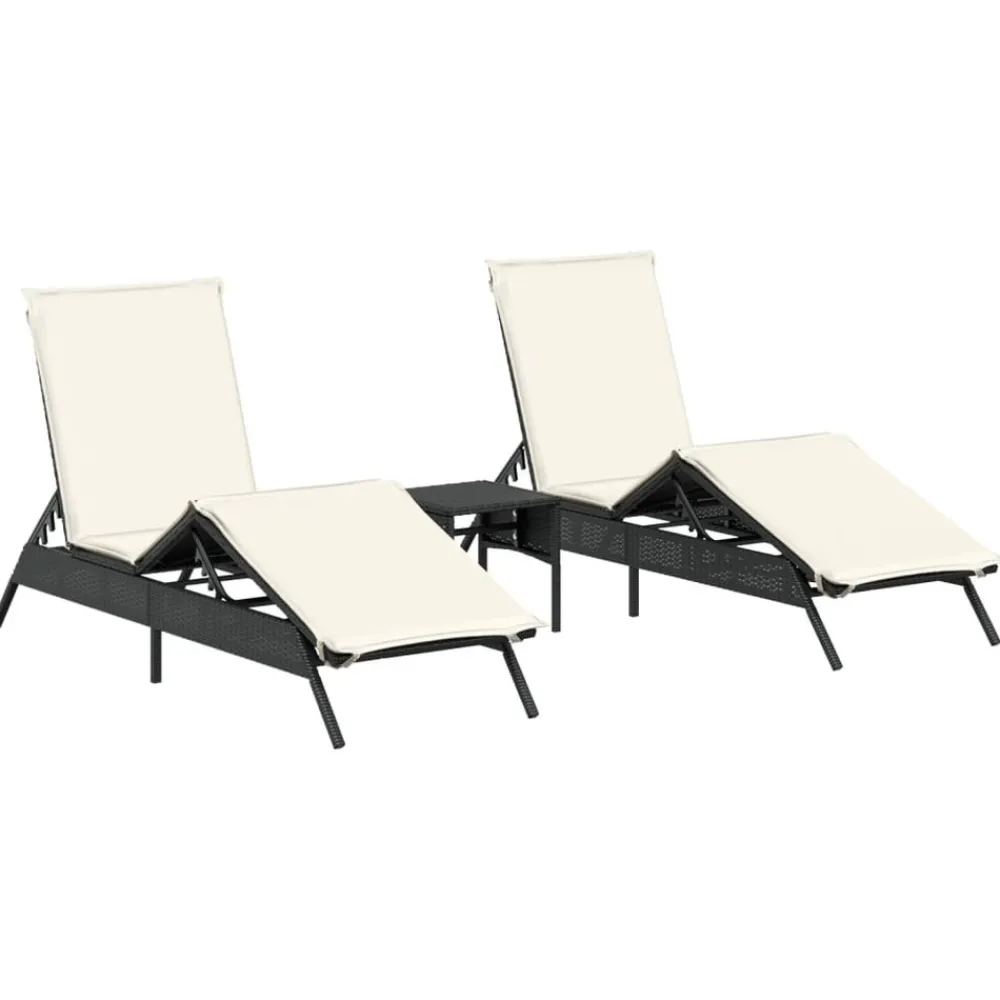 Maison Exclusive - Chaises longues lot de 2 avec table noir résine tressée Online
