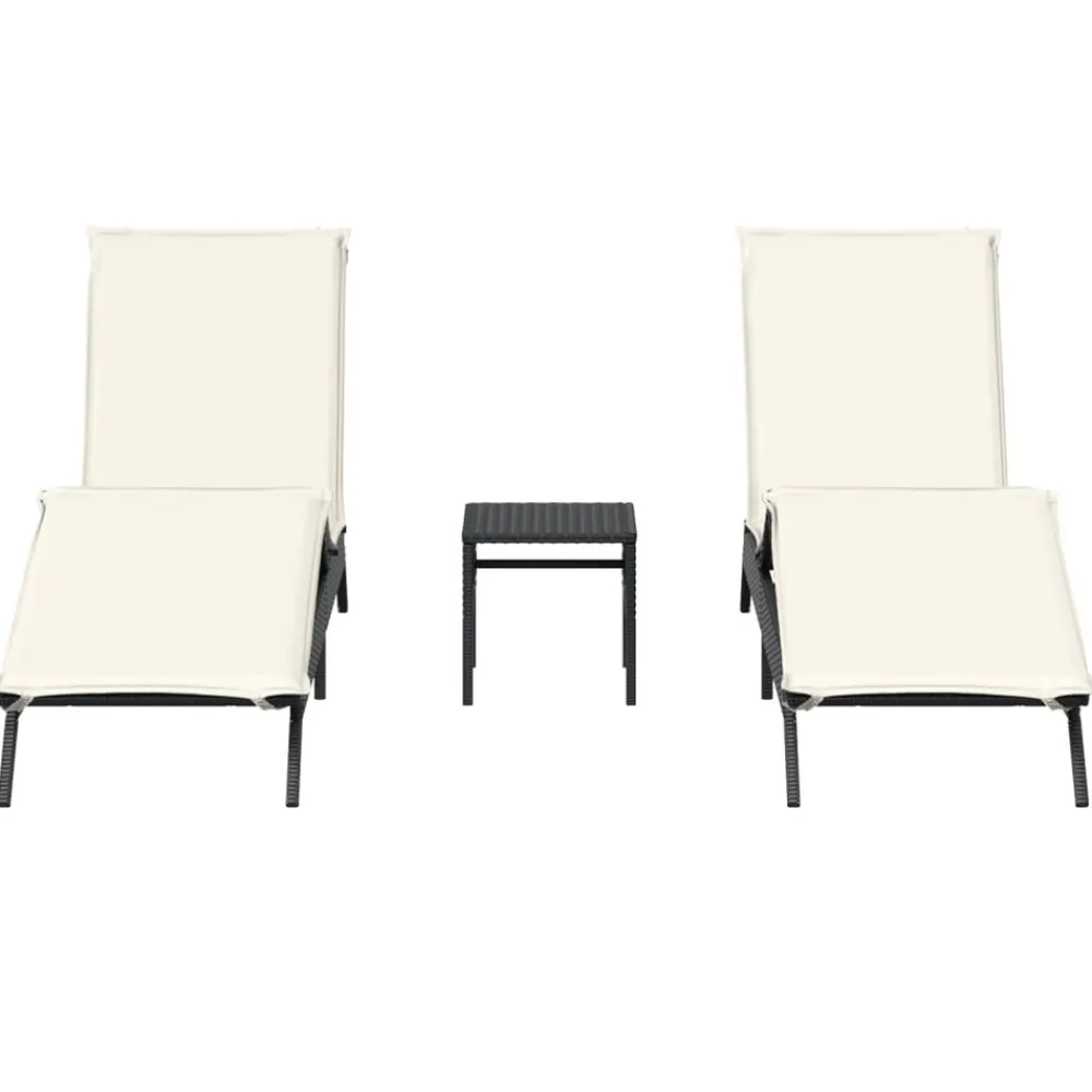Maison Exclusive - Chaises longues lot de 2 avec table noir résine tressée Online