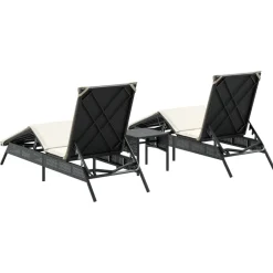 Maison Exclusive - Chaises longues lot de 2 avec table noir résine tressée Online