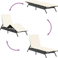 Maison Exclusive - Chaises longues lot de 2 avec table noir résine tressée Online