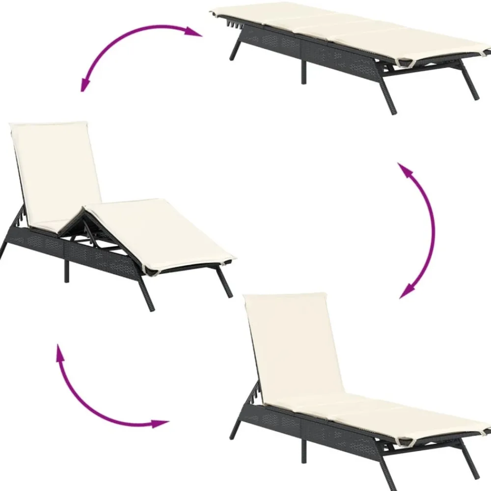 Maison Exclusive - Chaises longues lot de 2 avec table noir résine tressée Online